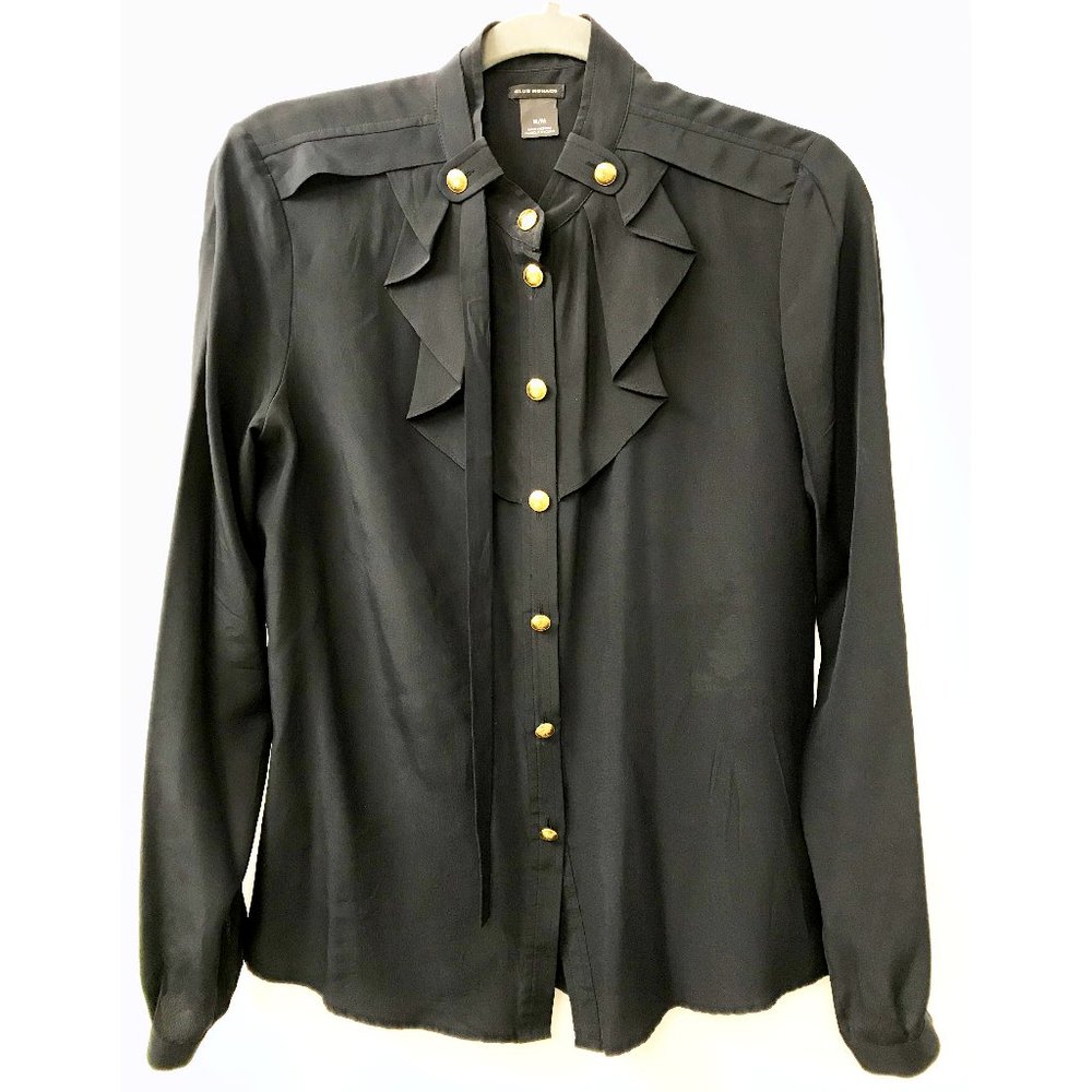 Club Monaco Ruffle Front Silk Blouse - M